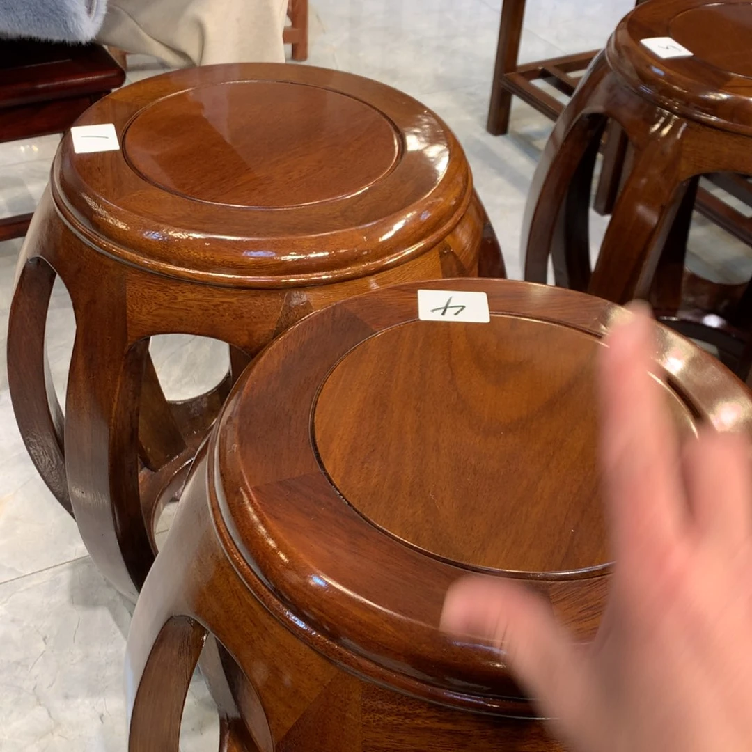 花梨木类成套家具1号，鼓凳一对