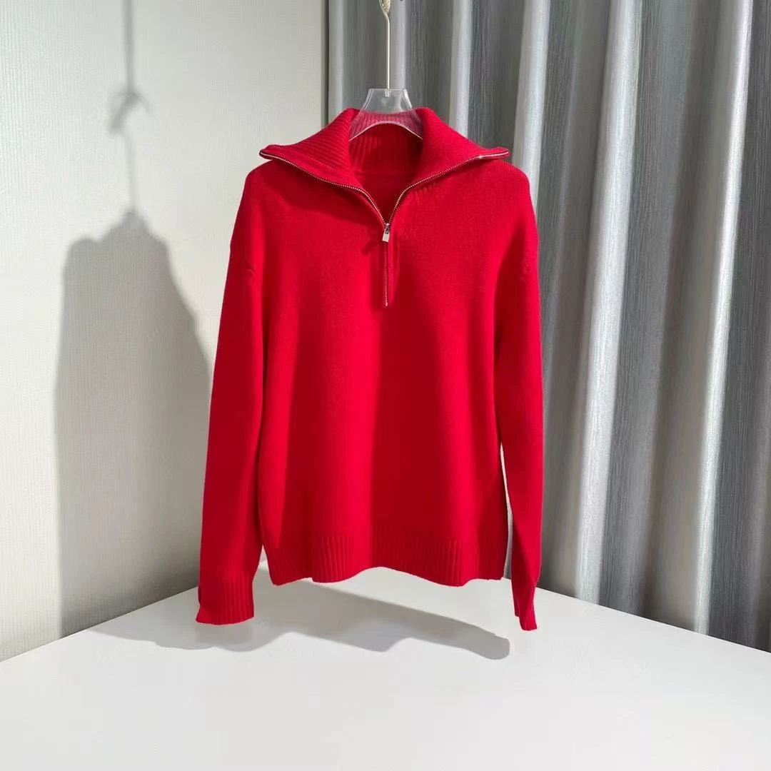 凯特丝蓓244#三色！早秋新款翻领半拉链宽松休闲针织衫毛衣1-1259