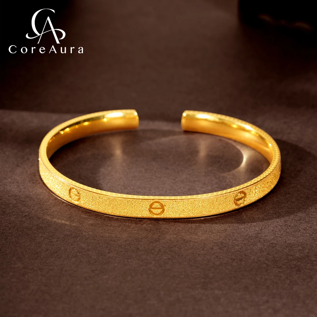 足银手镯 CoreAura鎏核足银999螺钉金沙手镯情侣首饰礼物轻奢时尚