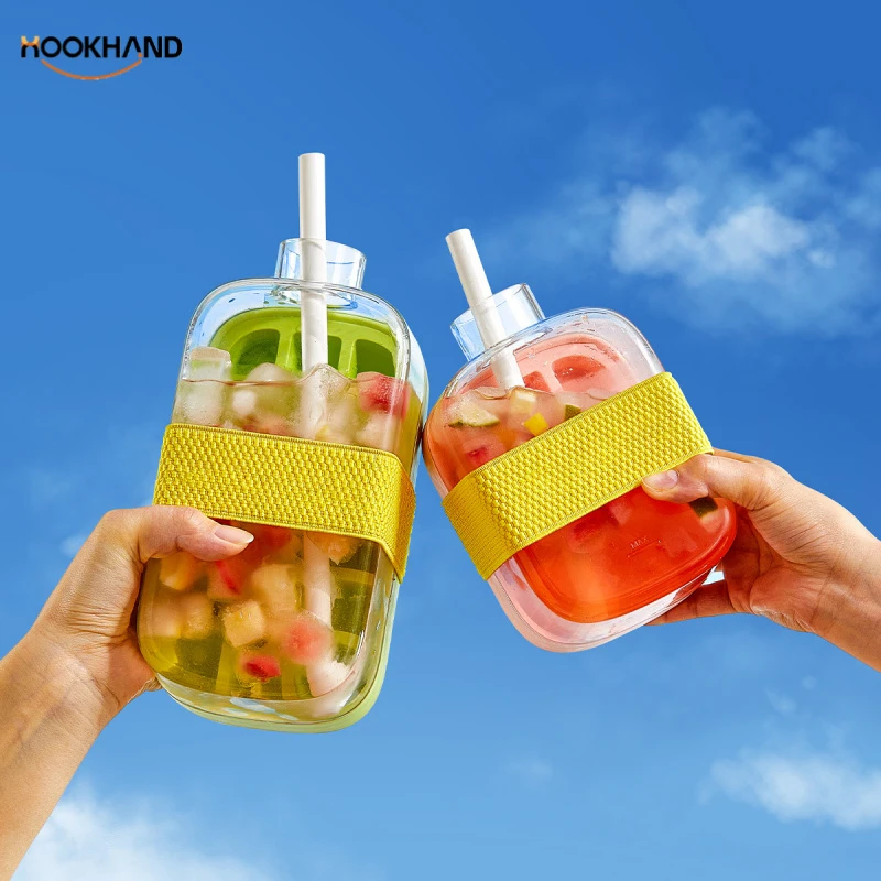 冰格模具食品级家用外带冰格制冰盒高颜值吸管杯按压脱冰冰壶