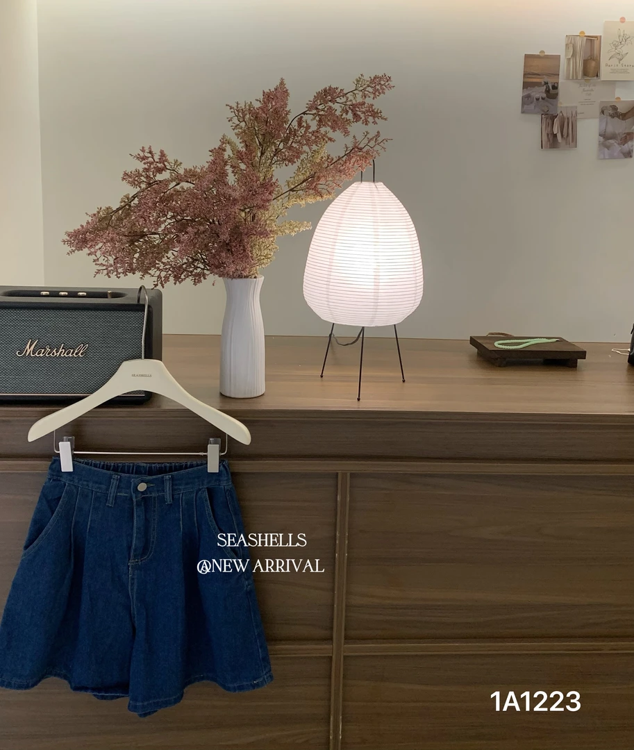 seashells（1223#）韩系高腰洗水松紧腰短裤