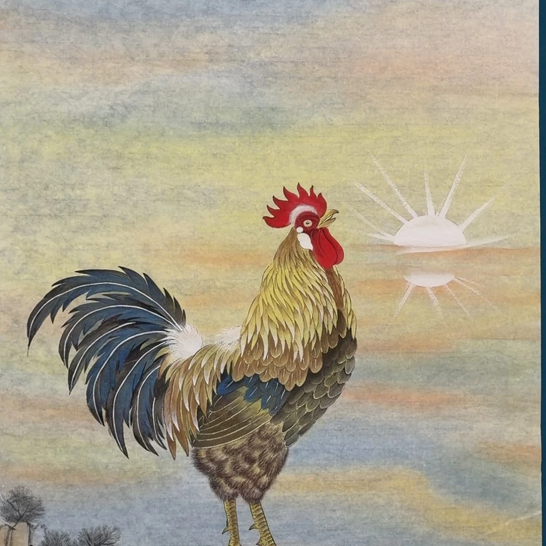 国画精品宣纸金鸡报晓作品