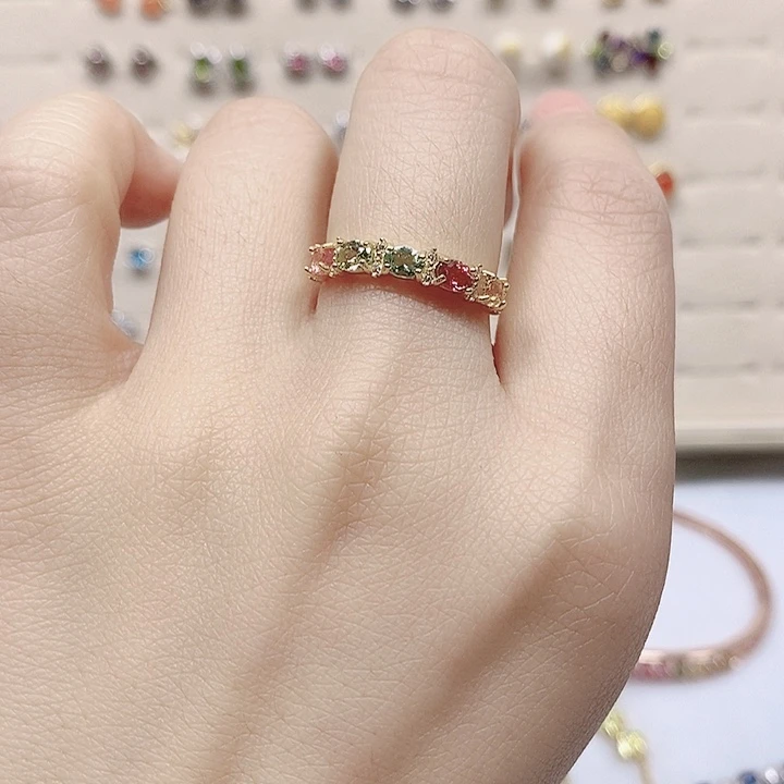 碧玺戒指银S925镶嵌戒指