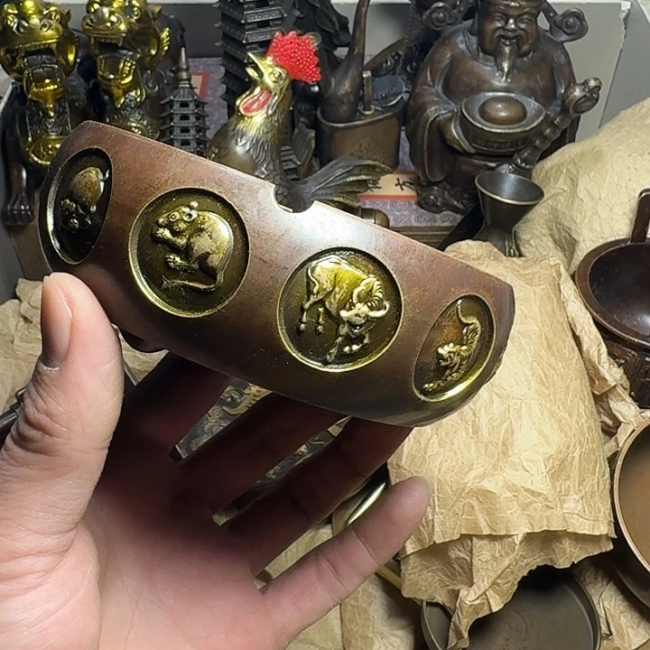 原矿 风魔铜藏收铜摆件