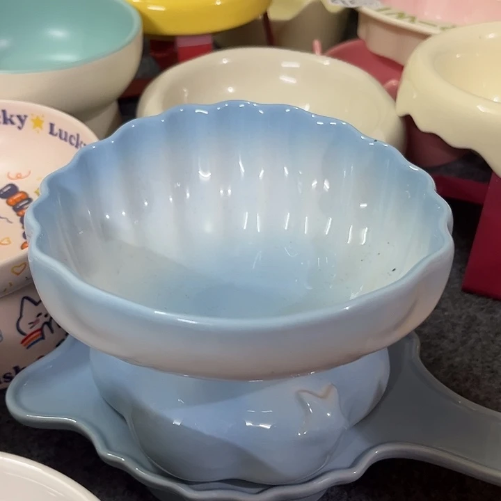 陶陶瓷贝壳高脚斜微瑕