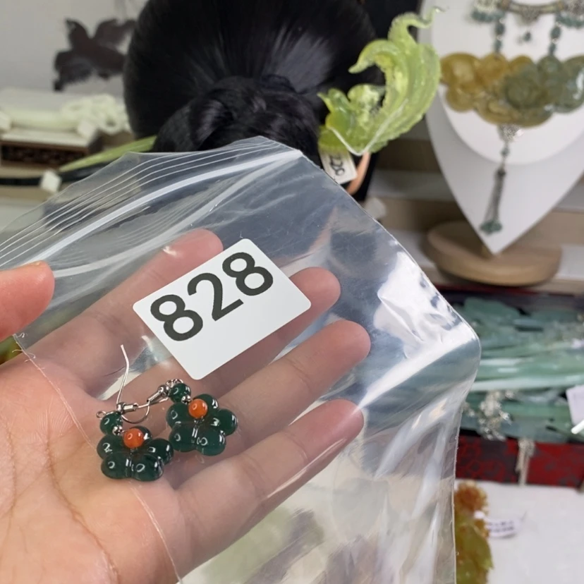 【闪购商品】岫玉发饰未镶嵌风***心