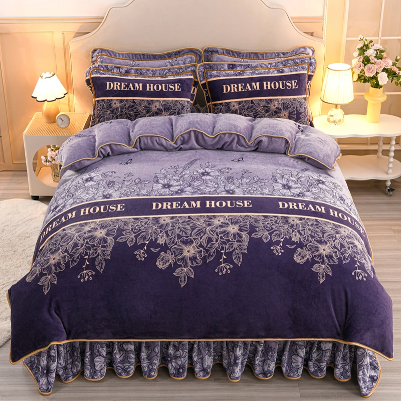 促销中】秋冬高克重8.5斤牛奶绒四件套保暖透气双面绒保暖床品套件