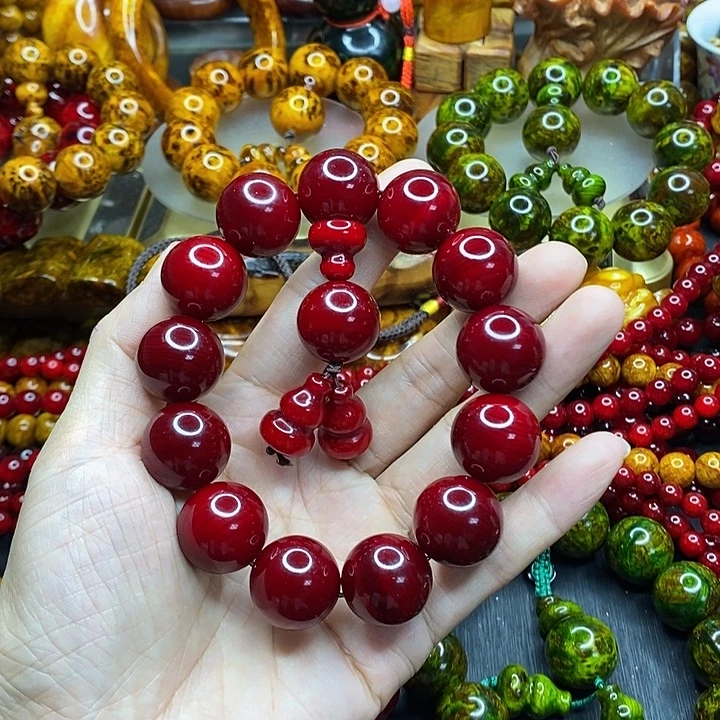 松木琥珀木文玩手串