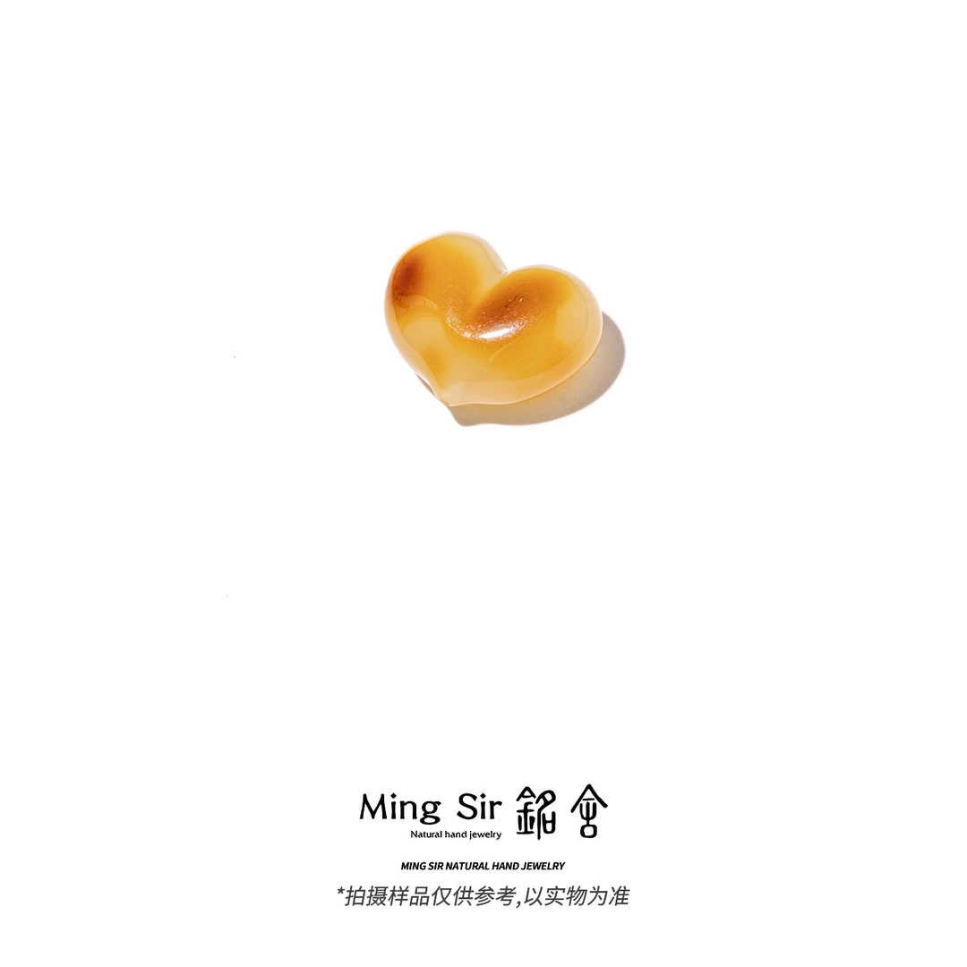 【铭舍 俏皮桃偏薄微瑕】琥珀蜜蜡桃心爱心雕刻配珠颈饰-7.15