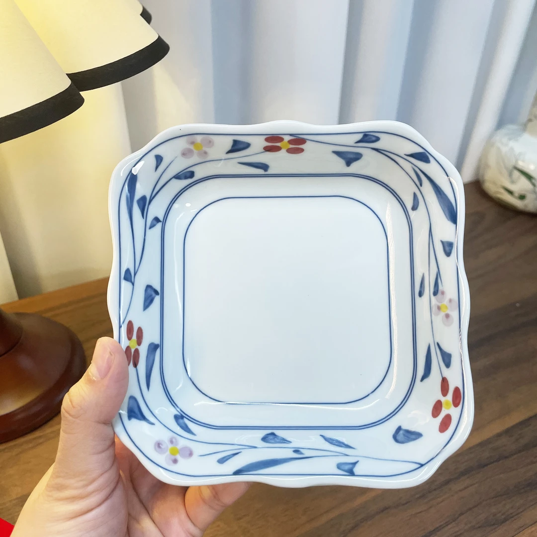 【5.5英寸荷口芳盘】手绘花纹中式小盘高温陶瓷盘釉下彩直径13.5cm