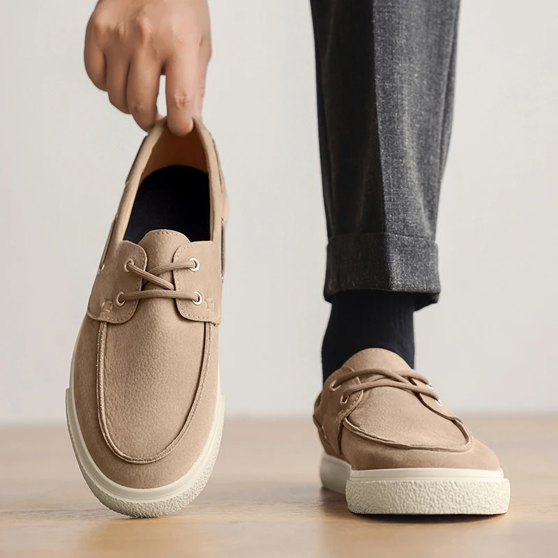 男士皮鞋一脚蹬豆豆鞋英伦流苏乐福鞋小众软底轻便法式翻毛懒人鞋