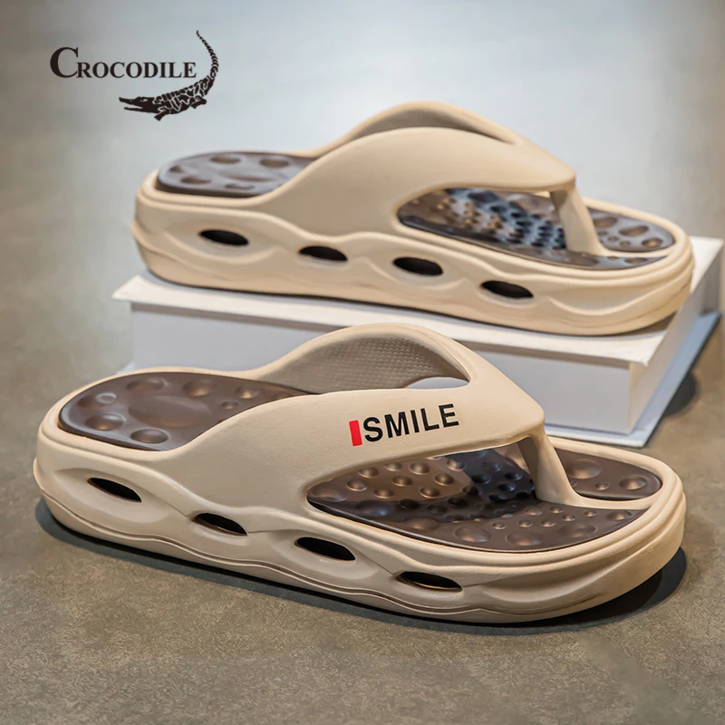 鳄鱼恤人字拖男夏季户外防滑休闲室内夹脚拖鞋男士软底耐磨运动沙