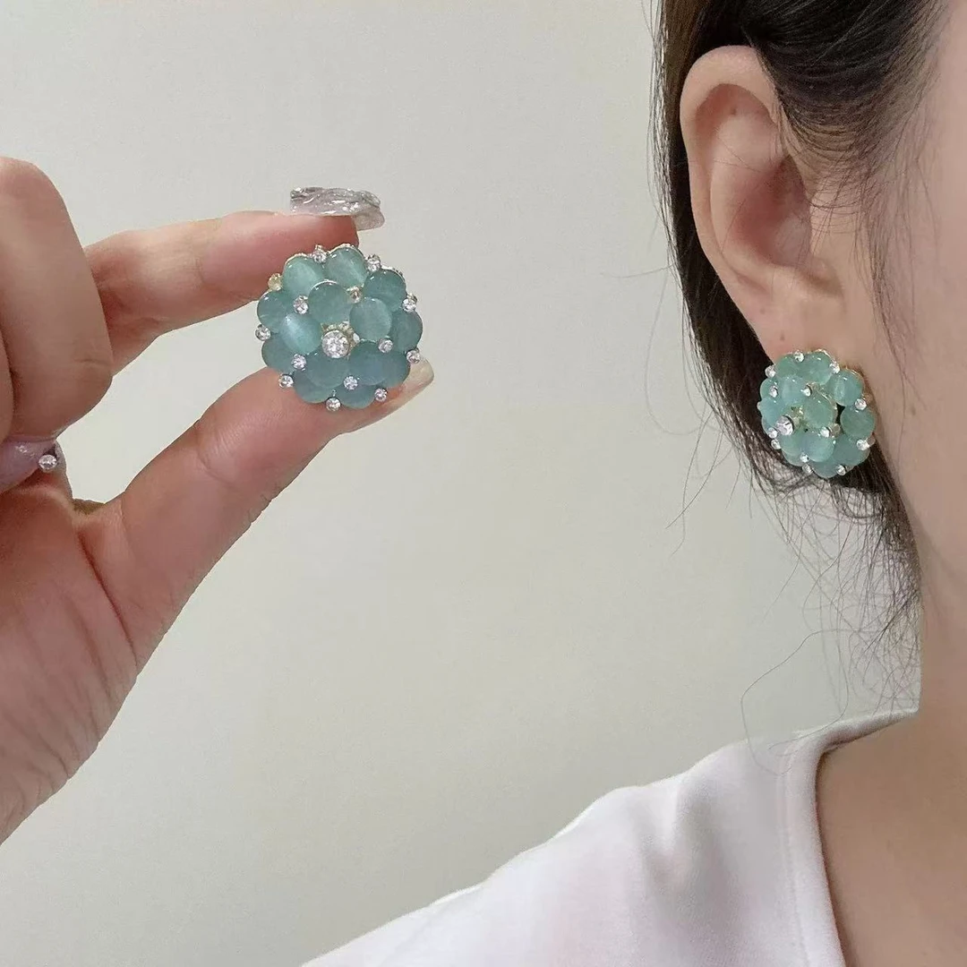 铜合金耳饰 【8346】花开富贵高级感气质花朵耳环时尚网红款耳钉