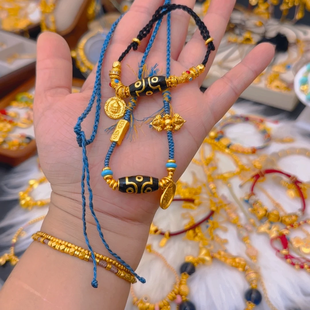 布艺铜合金项链咖色