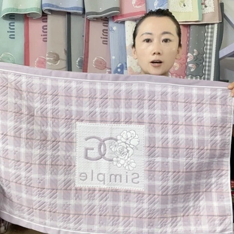棉纱布紫色小香纯棉