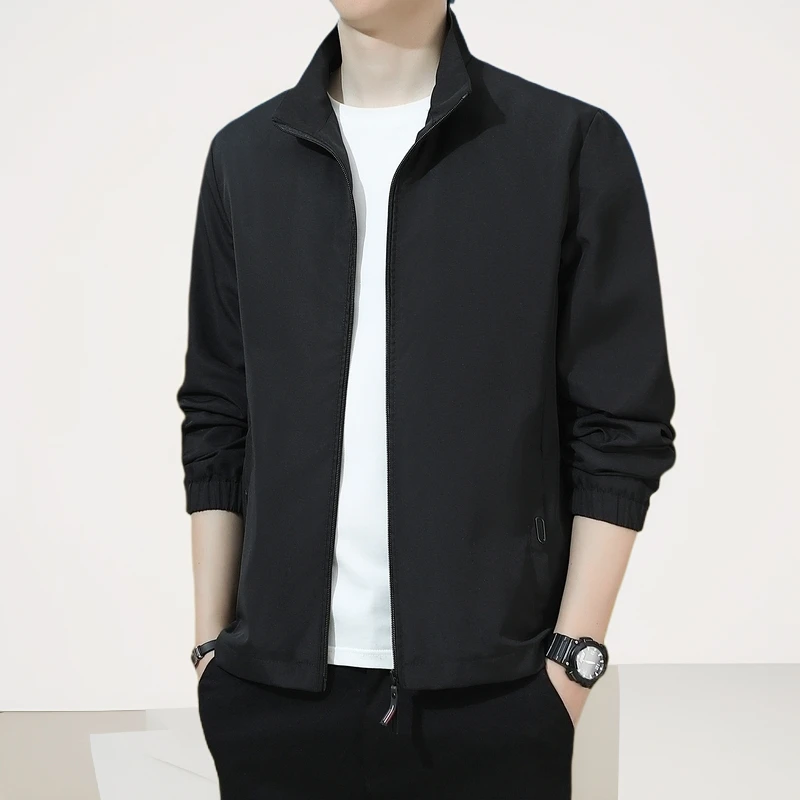 中青年必备春秋季户外商务男士立领帅气百搭夹克新款春秋款夹克衫