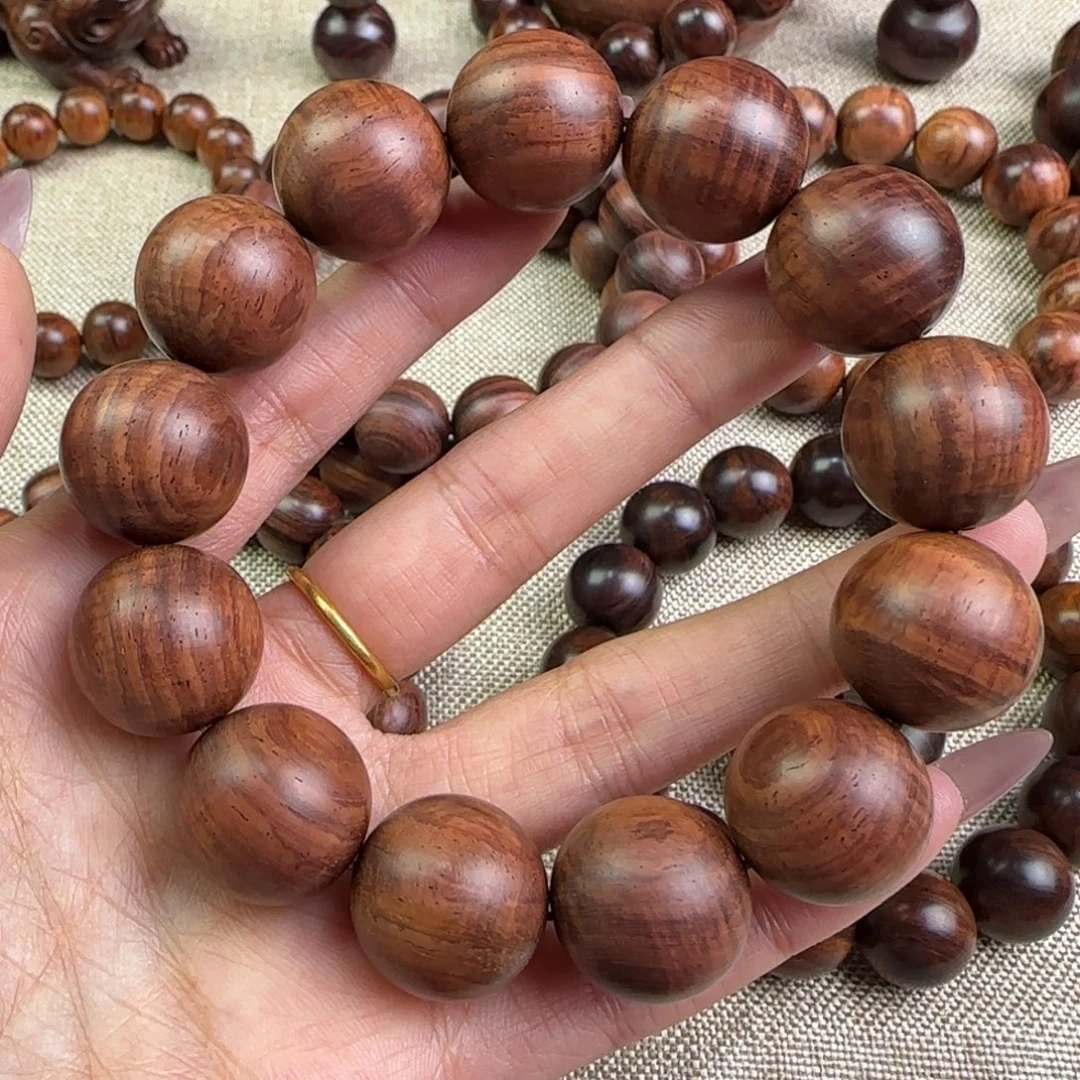 黄花梨/降香黄檀手串/手链老油梨水波格子纹