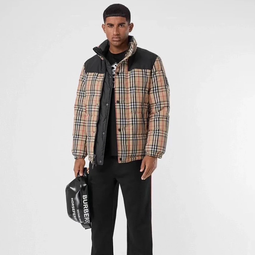 99新 BURBERRY/博柏利 5540/格纹双面穿立领保暖长袖羽绒服/99新