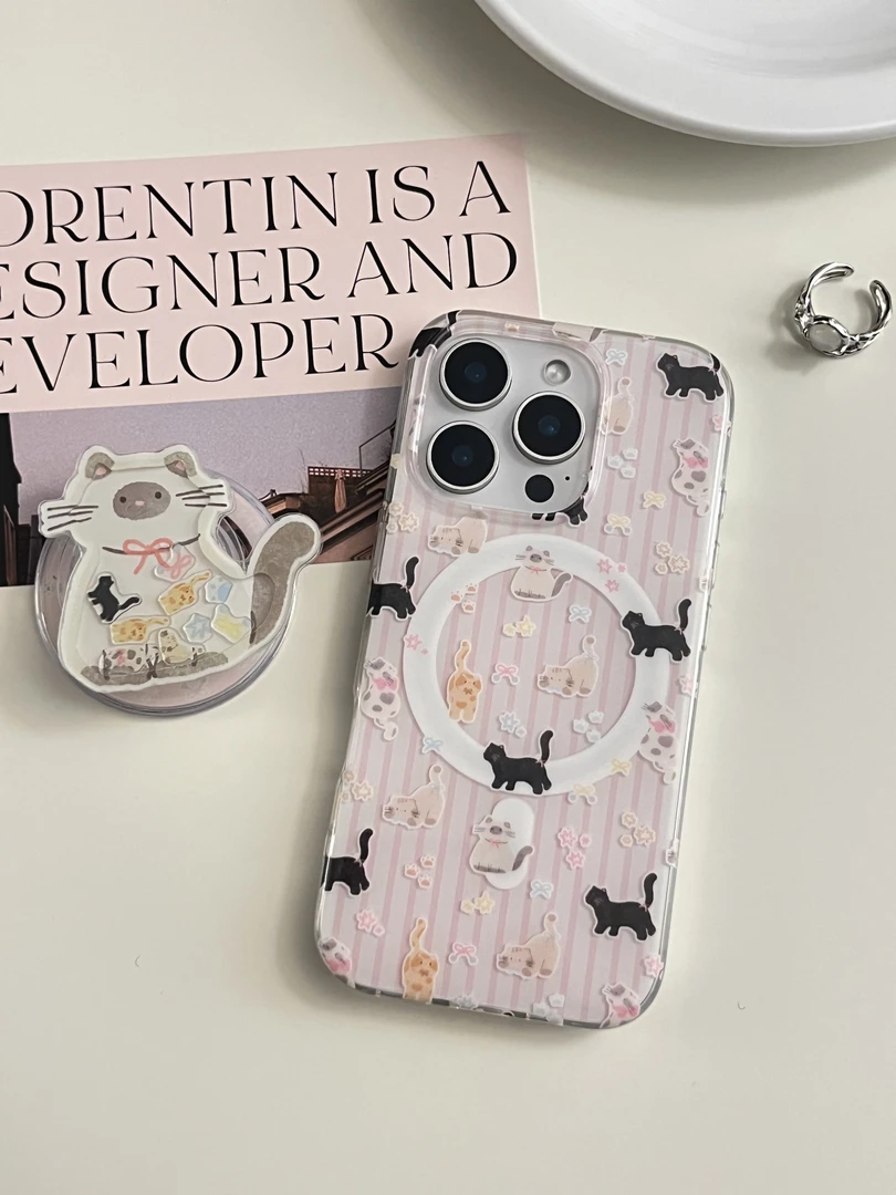 DD可爱萌宠猫咪适用于苹果16promax手机壳15PRO新款网红磁吸IMD女
