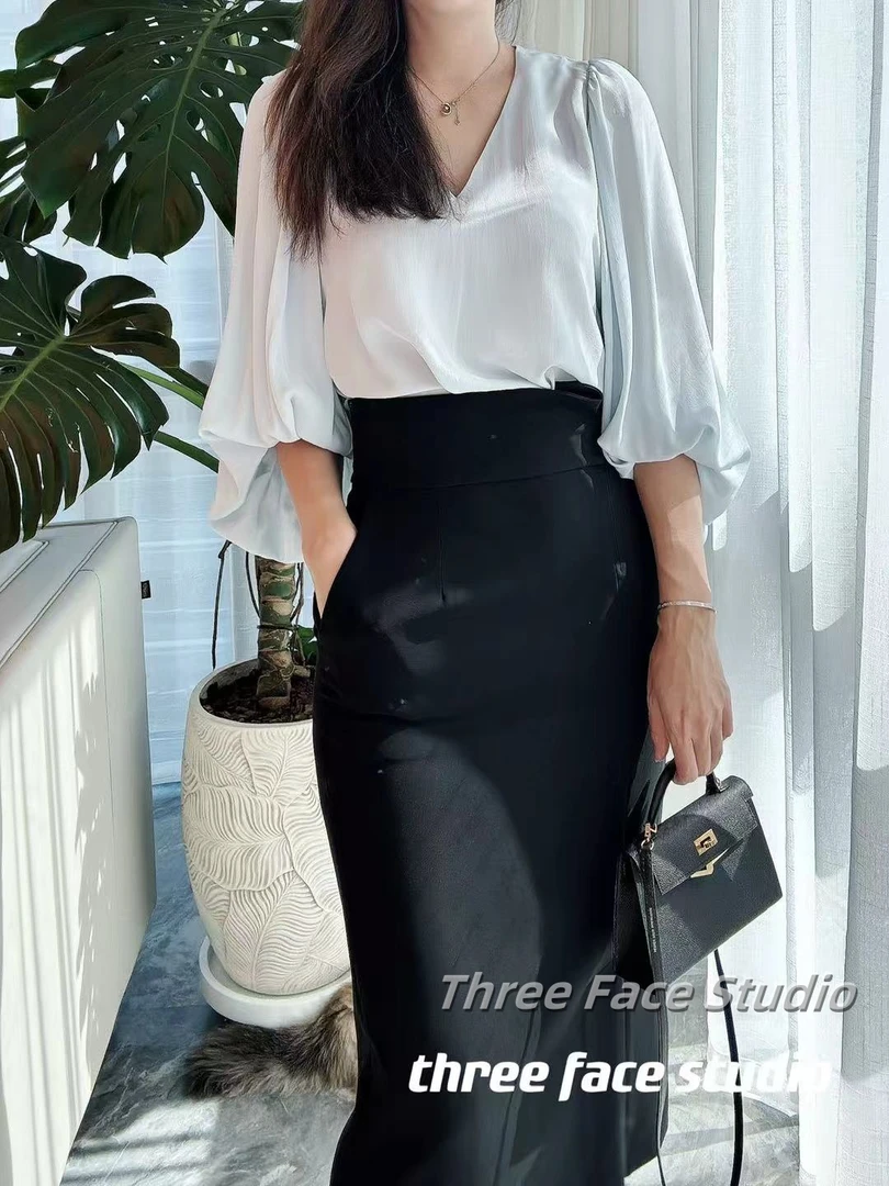 TF Studio 春季新款女衬衫女法式灯笼显瘦长袖衬衣上衣 K302N07