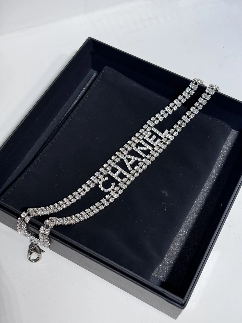 99新 Chanel/香奈儿 HIHI/Chanel18S 字母镶钻双C项链12091773