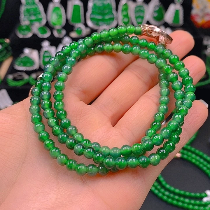 翡翠未镶嵌耳饰天然A货翡翠珠链5