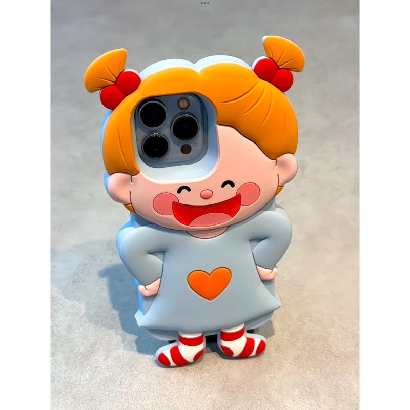 适用苹果iphone16promax可爱女孩15pro立体14pro硅胶13卡通手机壳