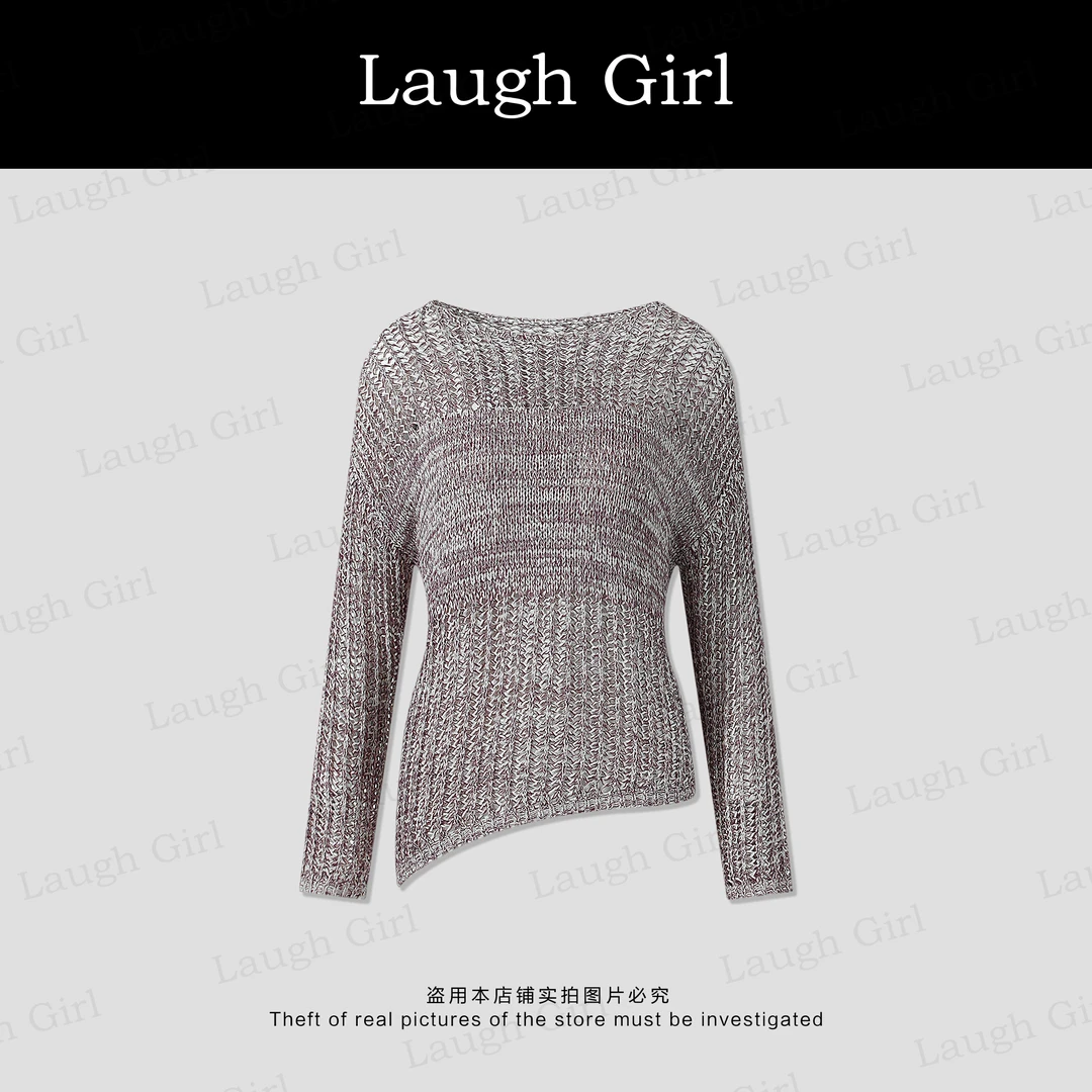 楚楚君 Laugh girl【纵横交织】气质镂空针织衫XL53516J