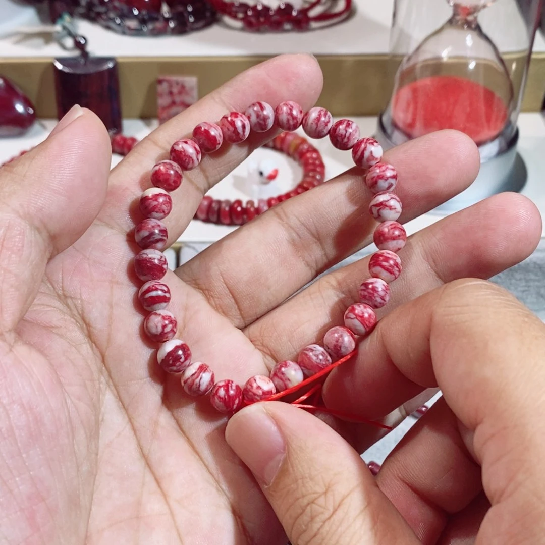 天然辰砂原石手串卡7