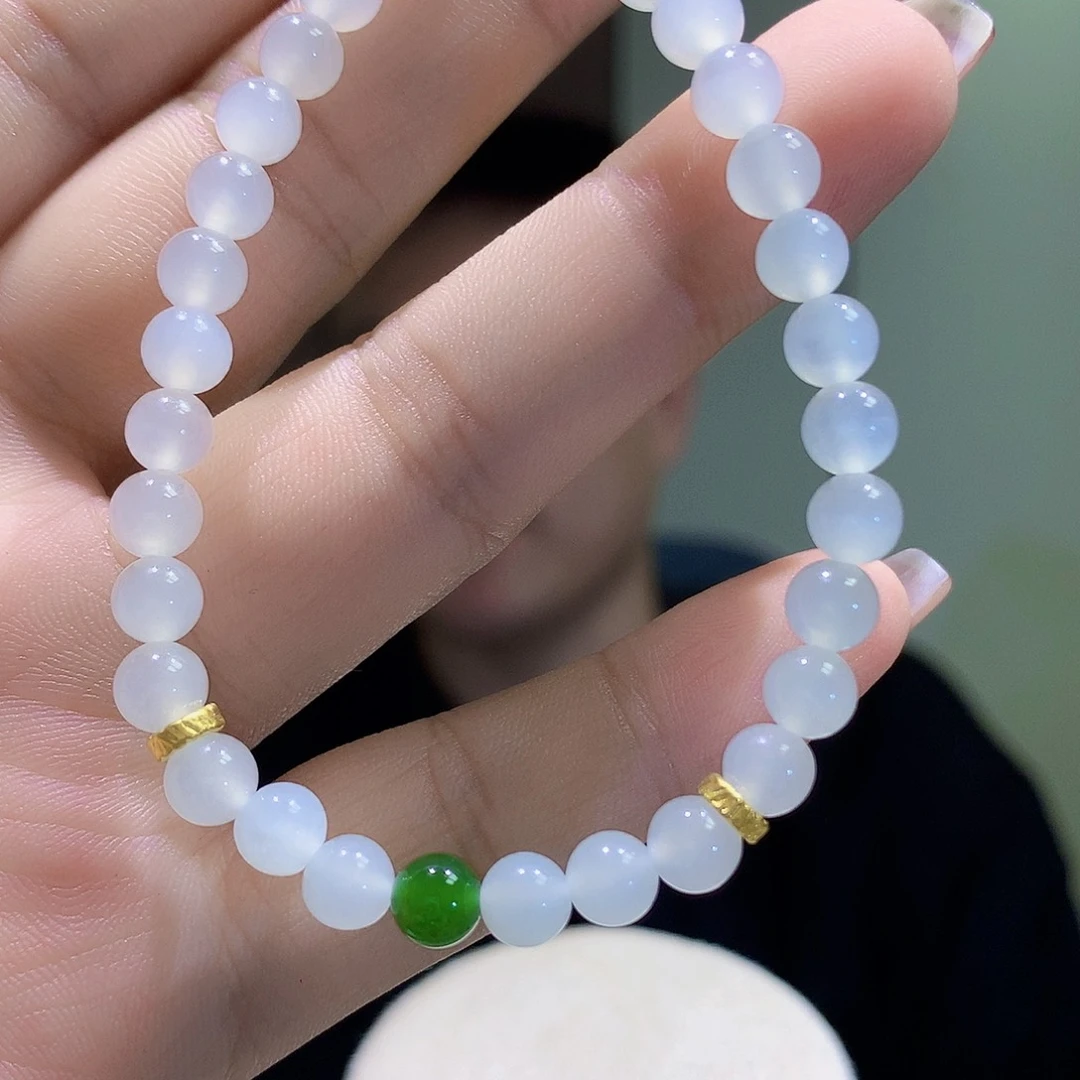 和田玉（白玉）足金镶嵌颈饰卡6