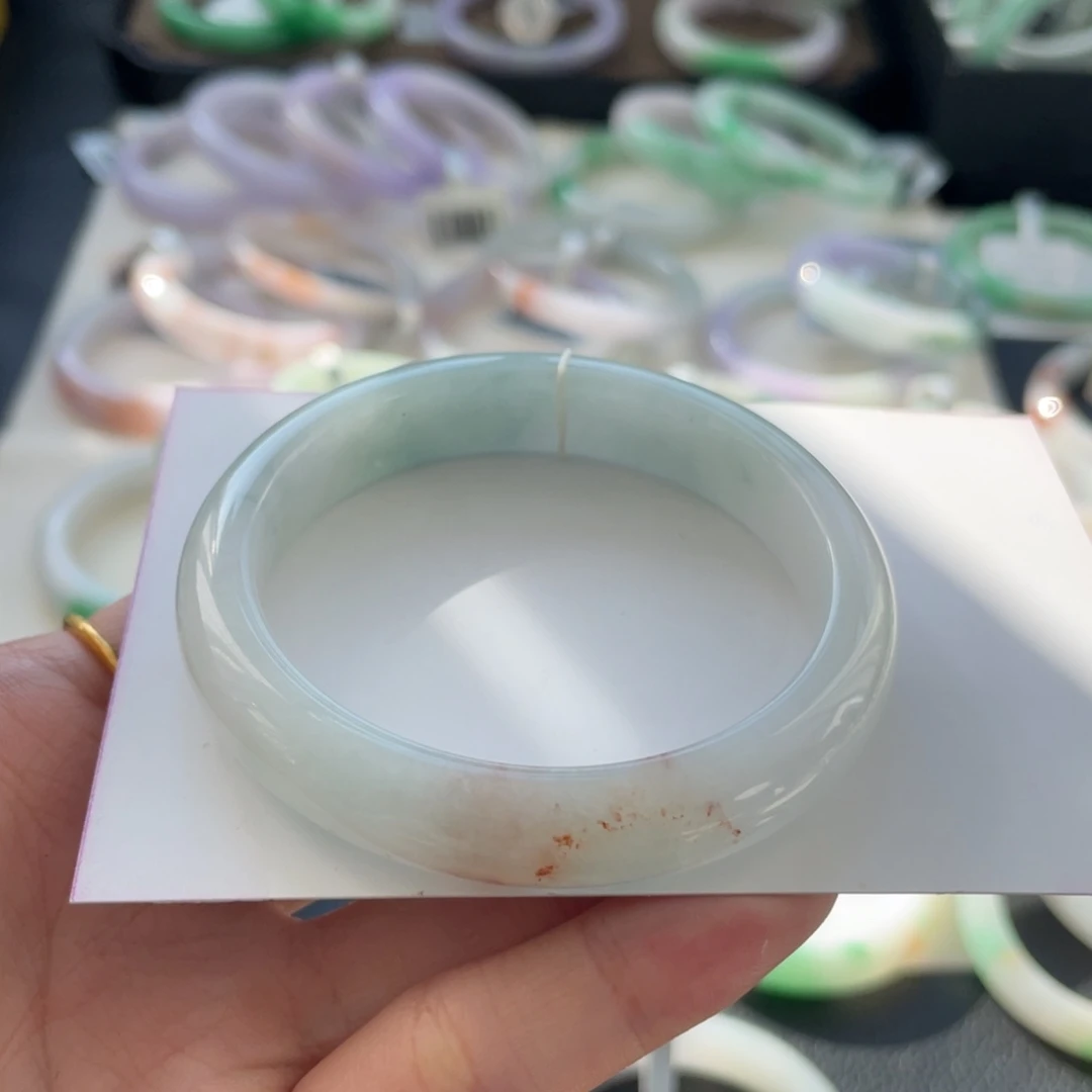 翡翠未镶嵌手镯12号53正圈纹裂