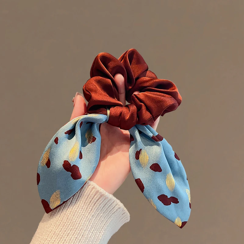 韩国头饰网红发饰ins风头绳旅游波西米亚飘带发绳波点蝴蝶结发带