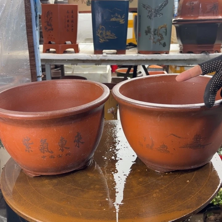 宜兴紫砂花盆25+25紫气东来