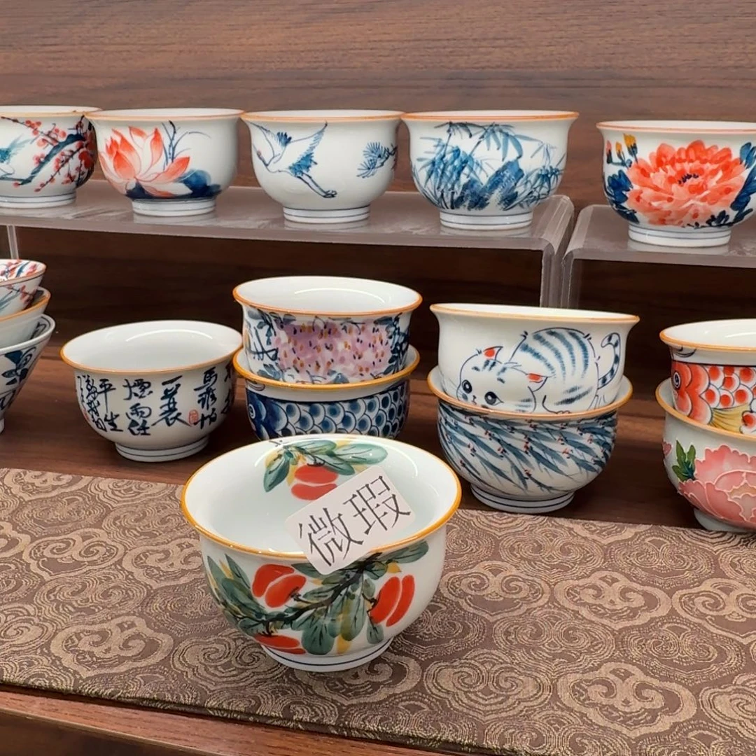 釉下手绘茶具微瑕