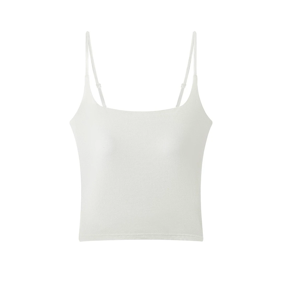 纯色吊带背心 可调节 带胸垫！