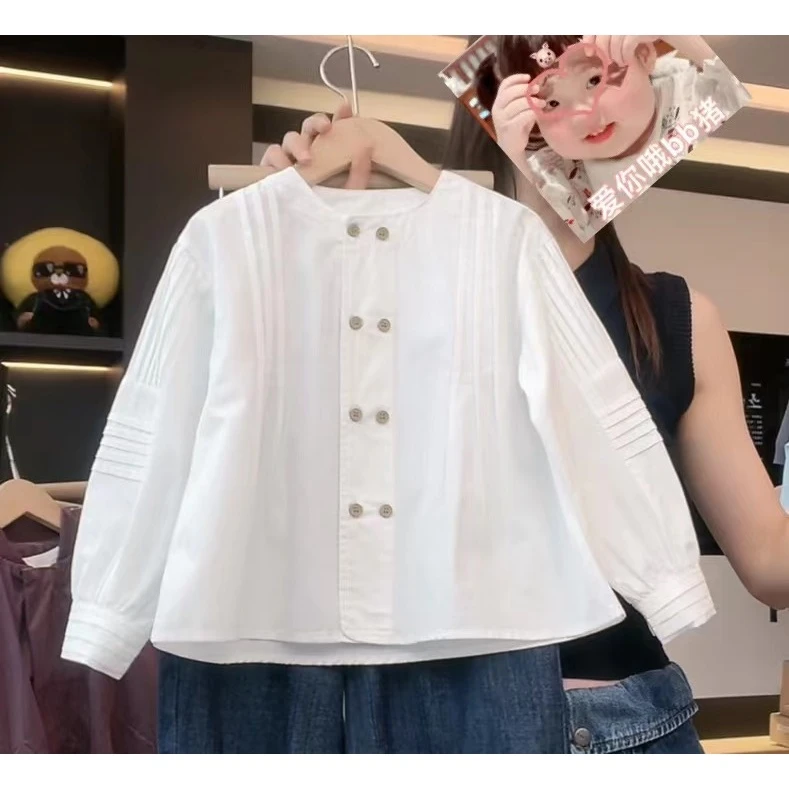【现货】阿卷秋装韩版简约气质风琴褶拼接长袖衬衫MPG5096-PP2
