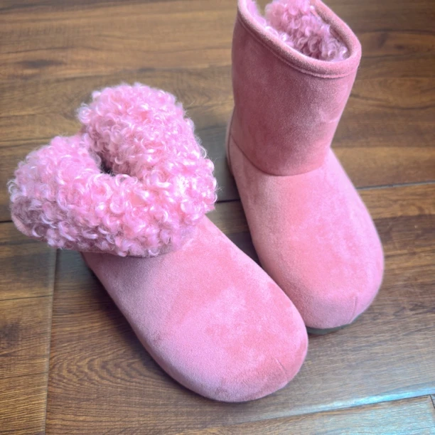 清小柔童装成人款粉色两穿雪地靴