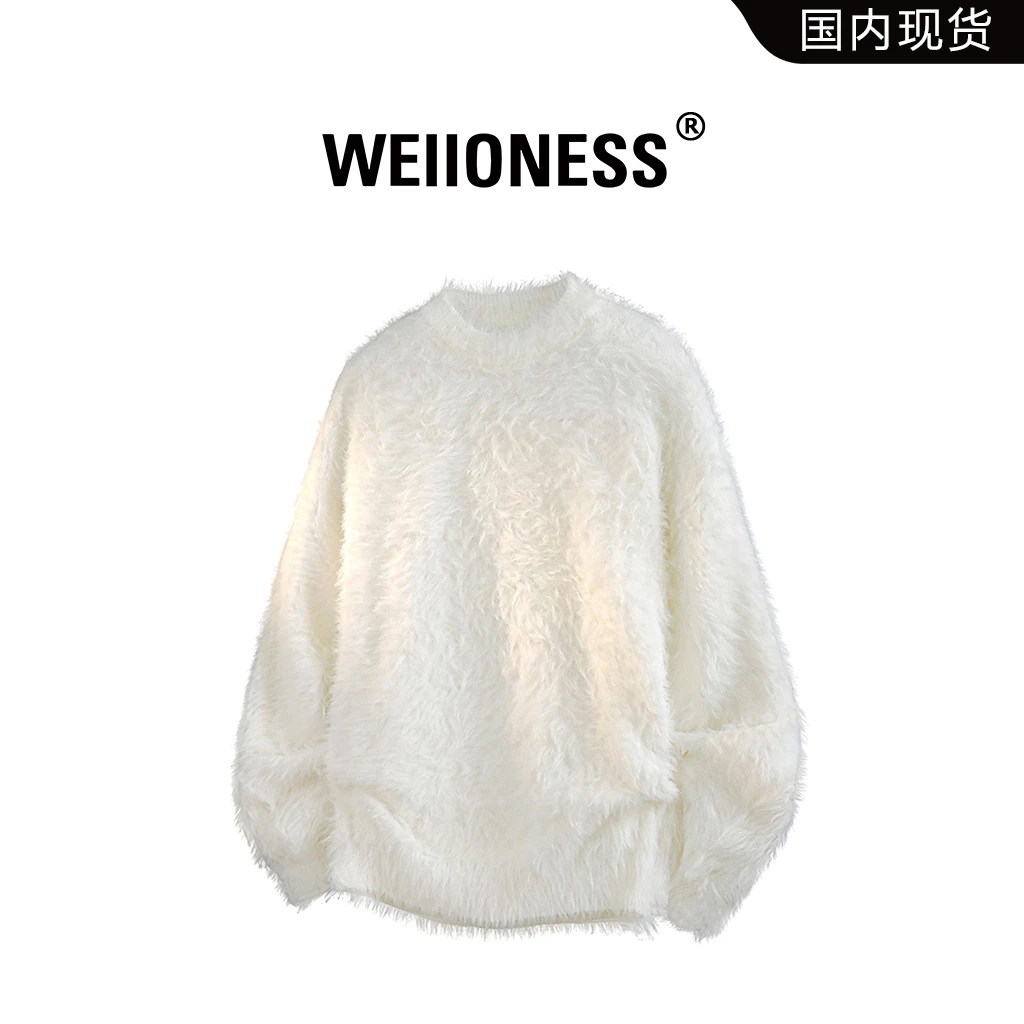 WEIIONESS复古慵懒风毛衣男2025秋季设计感针织衫男生高级感衣服