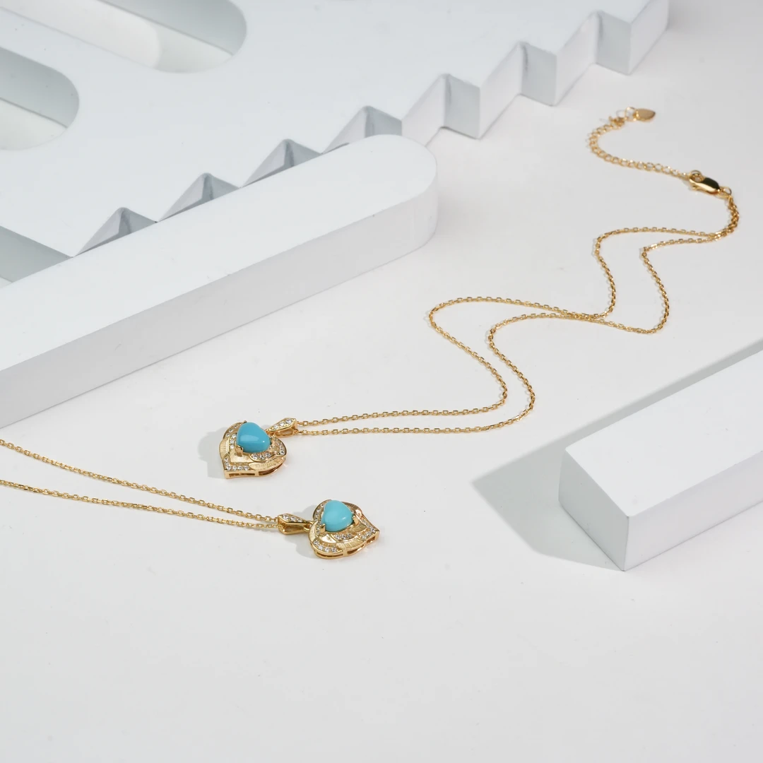 【小北珠宝】绿松石吊坠约6*7mm带链【多样性发一件】31-WH236X199