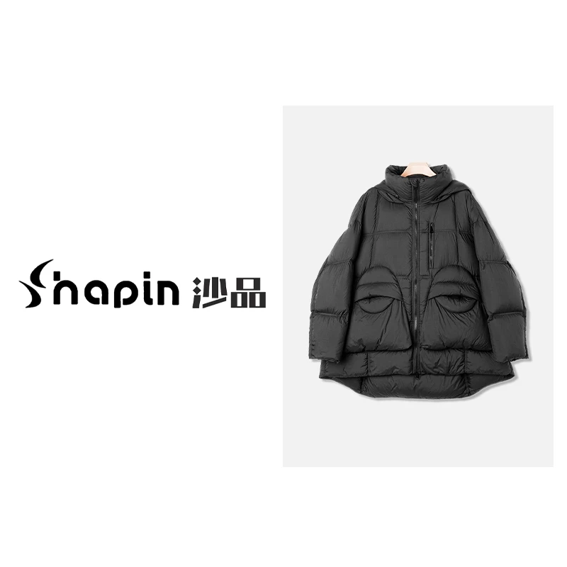 反季清仓云感泡芙羊角帽羽绒服高克重御寒可拆卸连帽外套女JH6286