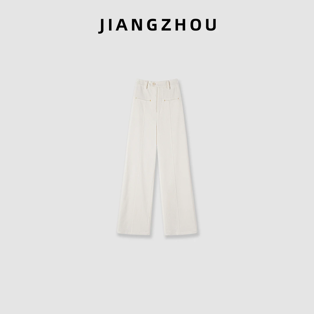 江洲【玉兰】秋季新款法式风时髦雪尼尔绒感保暖百搭通勤阔腿休闲裤