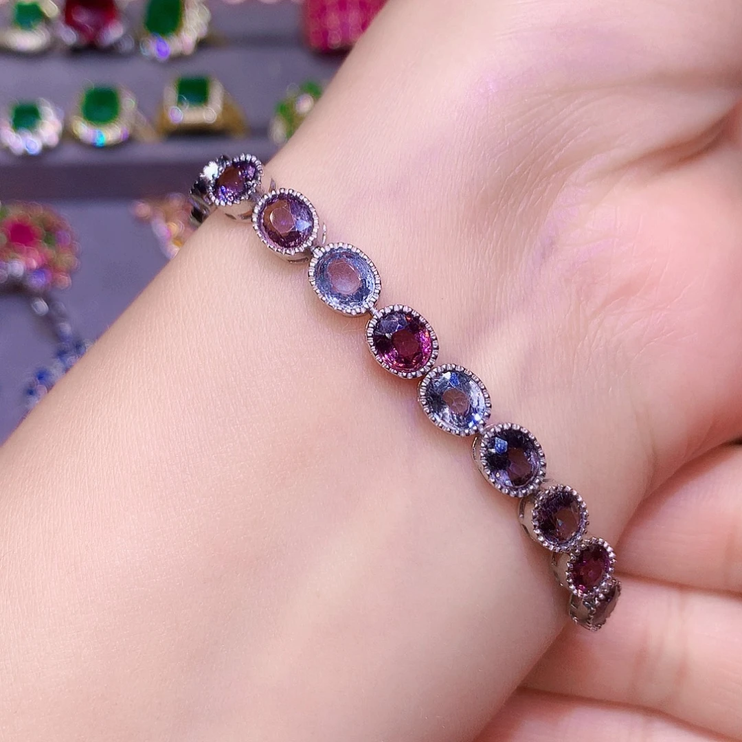 尖晶石手链银S925镶嵌