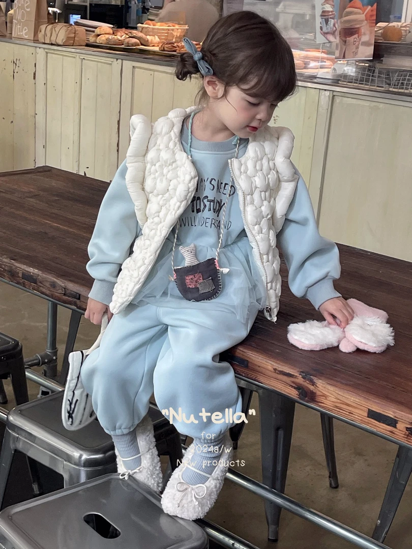 【果】粉/蓝/黄 拼纱套装 8029