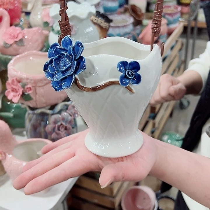 有孔，凑单福利满10元发货陶瓷多肉花盆！