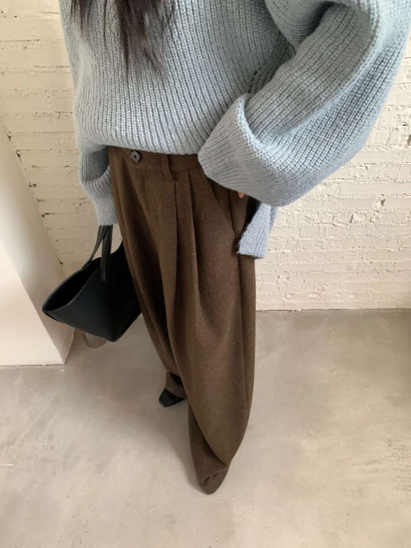 【福福!NO!NO!NO!】亚麻小众极简基础百搭直筒宽松休闲西裤 6C339