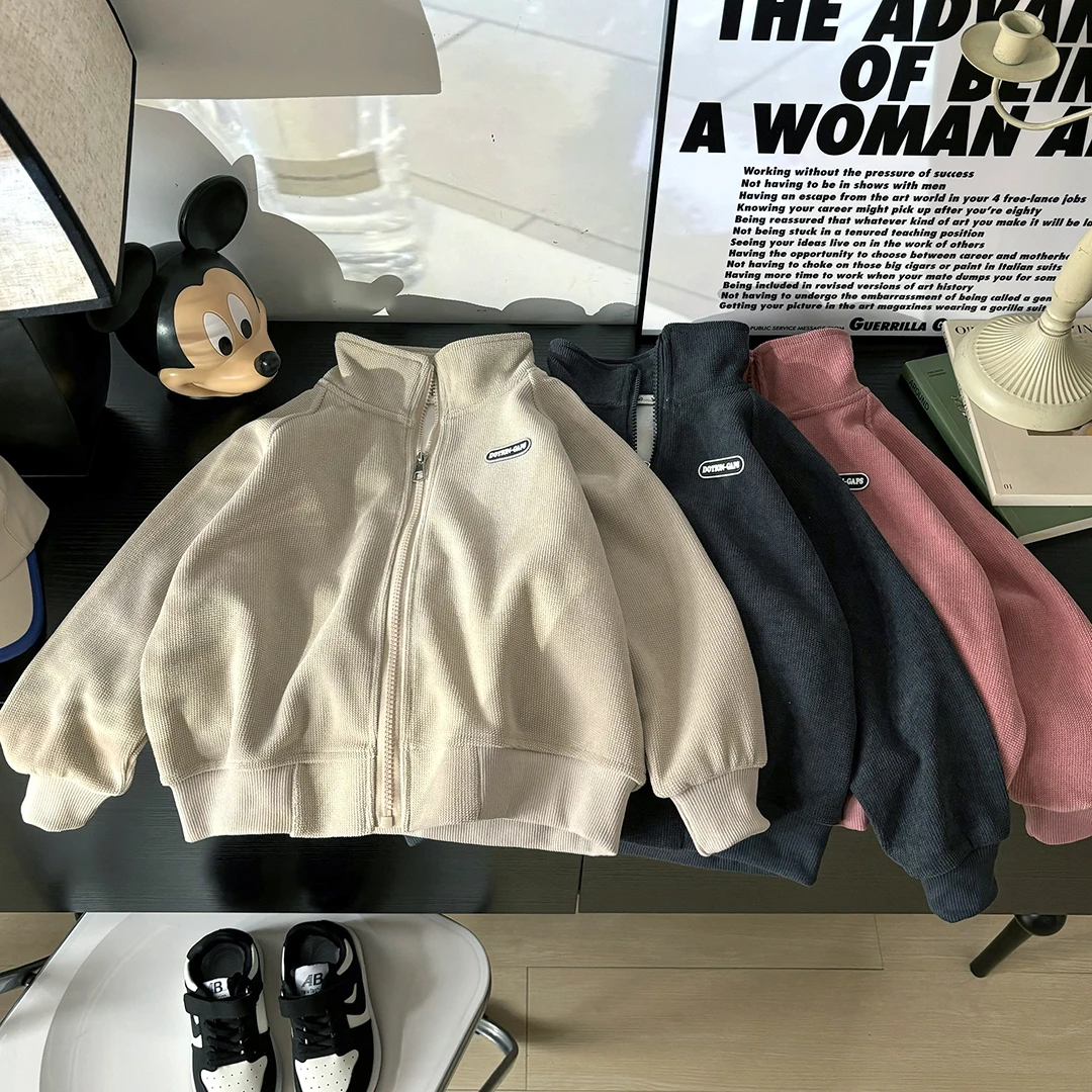 秋冬儿童颗粒绒外套休闲百搭男女童拉链衫韩版立领中大童外套