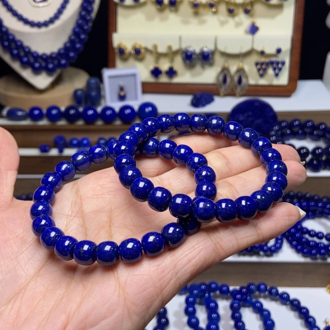 青金石未镶嵌老型单圈手串8.5mm 多样性发其一