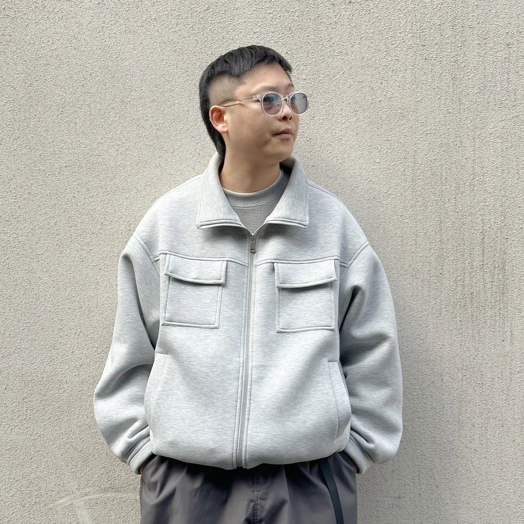 UNOAPEN日系360克空气层卫衣四袋立领夹克宽松cityboy休闲外套男