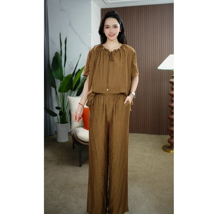 B139时尚遮肉显瘦大码气质两件套2025夏季新款显瘦百搭休闲套装