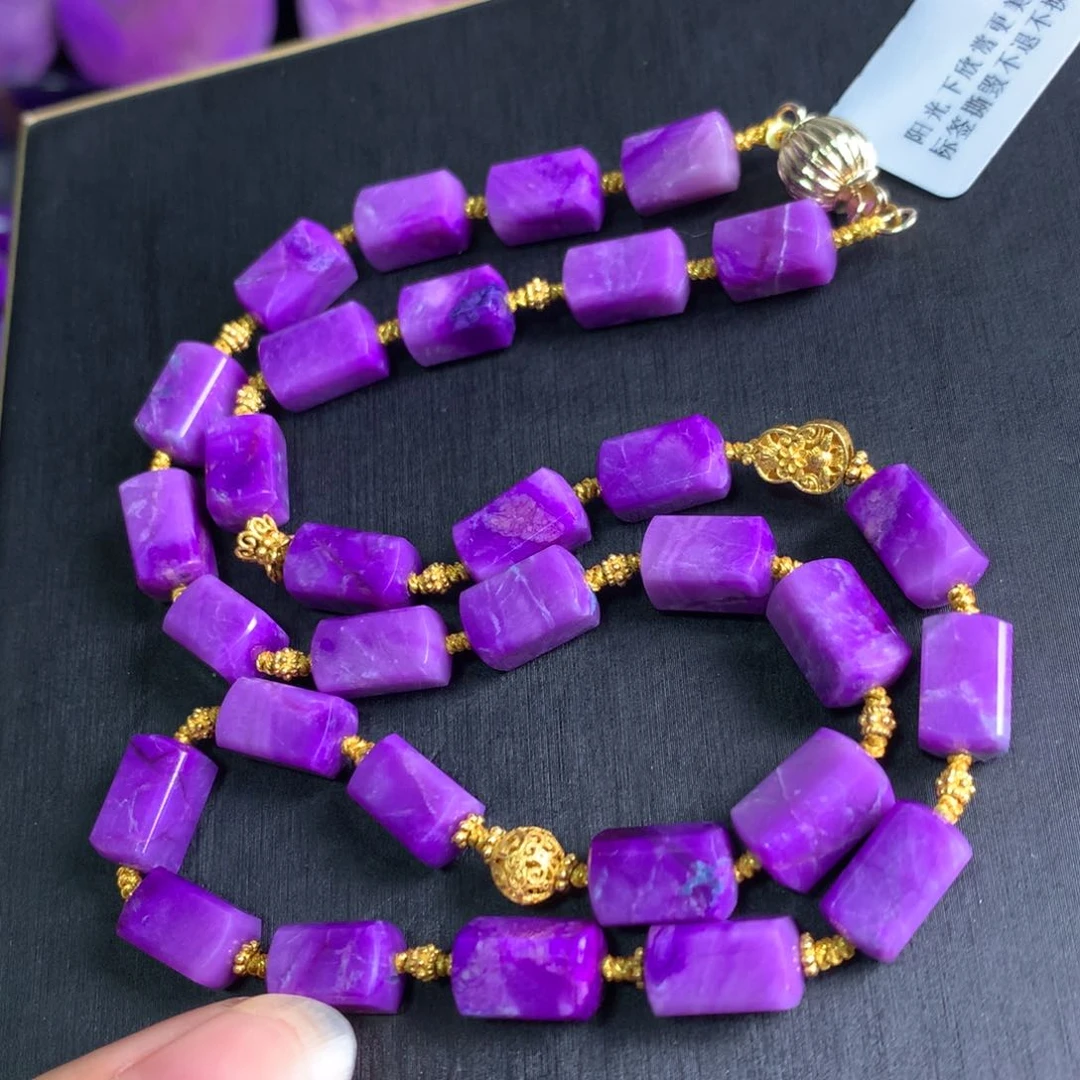 18K金镶嵌苏纪石（舒俱来）樱花紫项链18k